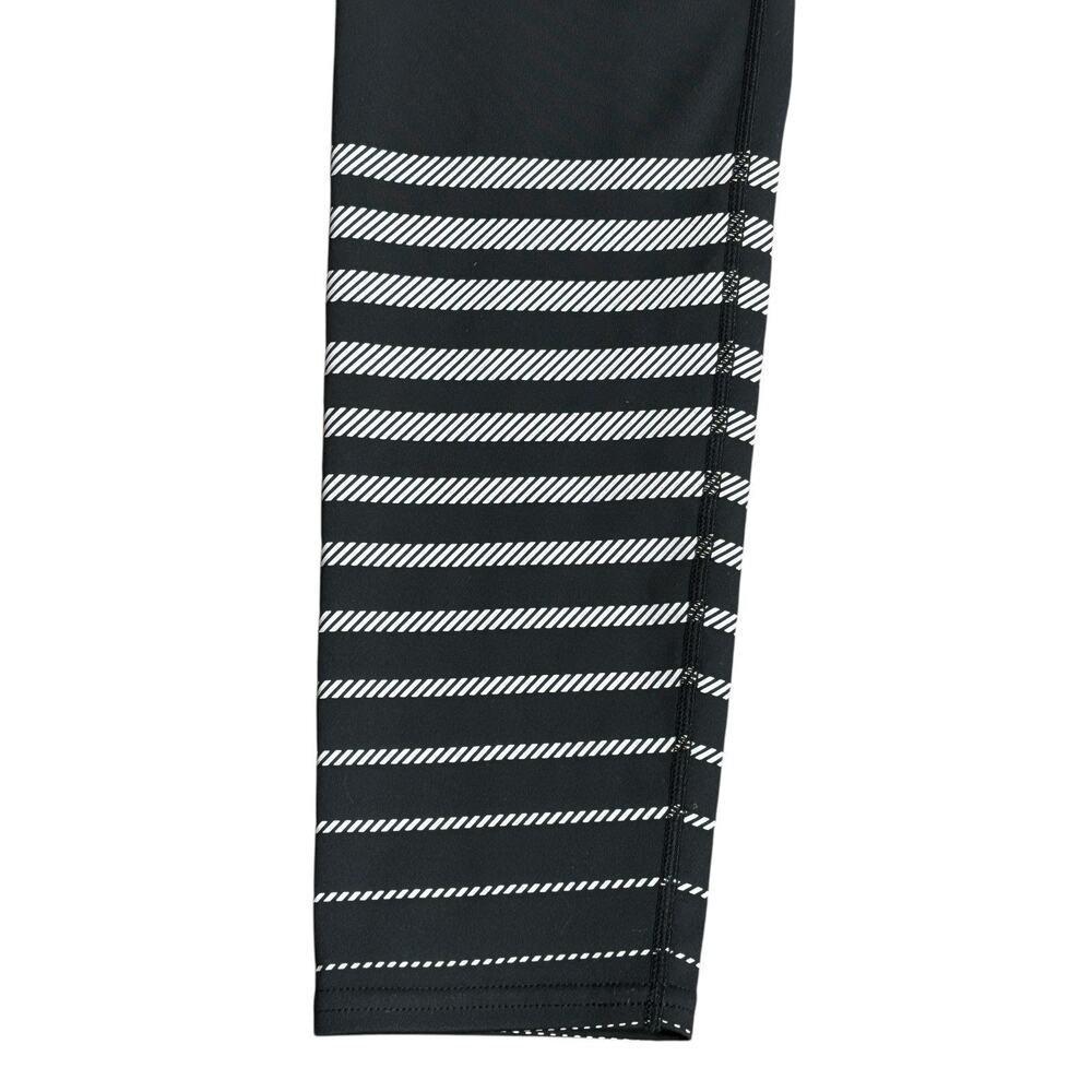 Athleta Leggings Sz M Black Full Length Silver Shine Stripe Sonar 347988 - Picture 4 of 12